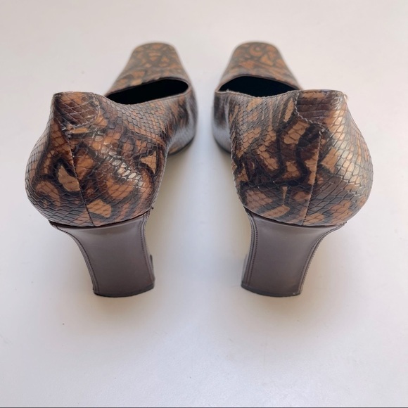 💜🤑 VIA SPIGA Brown Python Print Square Toe Womens 10.5M Heels Pumps Shoes - Picture 5 of 8